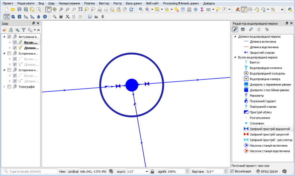 Network construction, сonstruction of network calculation model, sewage network modeling, drainage, water supply
