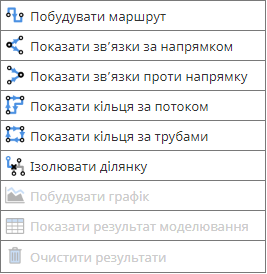 Побудова маршрутів за/проти напрямку течії, побудова маршрутів за кільцями, аналіз потоків мережі